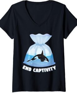 Womens Orca Killer Whale Sea Ocean Orca Lover End Captivity V-Neck T-Shirt