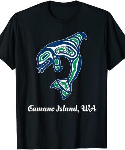 Green Native American Camano Island WA Orca Killer Whale T-Shirt