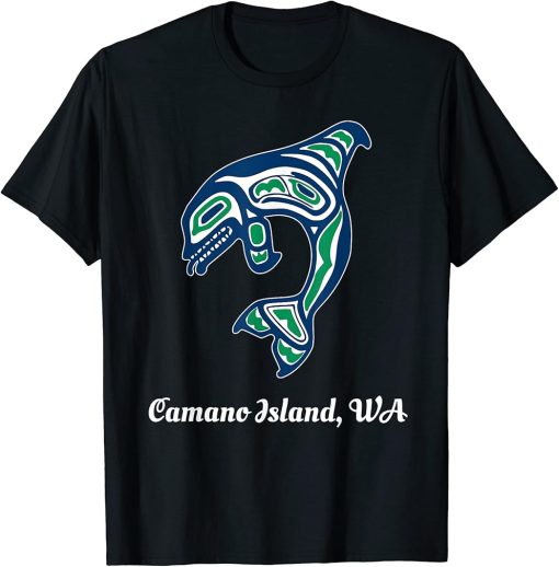 Green Native American Camano Island WA Orca Killer Whale T-Shirt