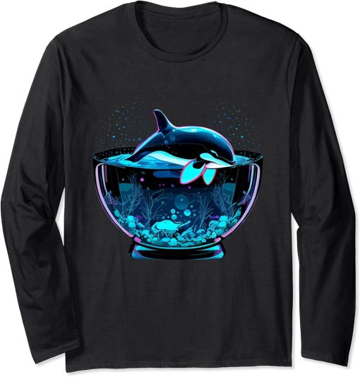 Orca Whale in Fish Bowl Orca in Aquarium Free The Orcas Long Sleeve T-Shirt