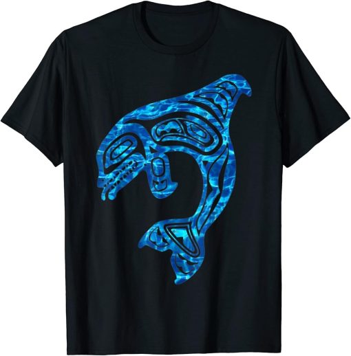 Blue Water Orca Killer Whale Native Pacific Northwest Style T-Shirt